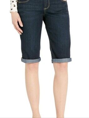 Democracy Dark Blue Rolled Hem Denim Bermuda Shorts